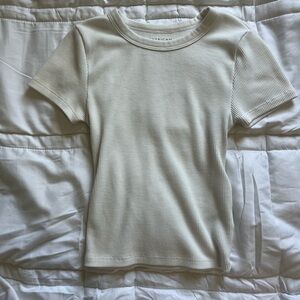 American Eagle Outfitters Kids Ivory Ribbed Tee